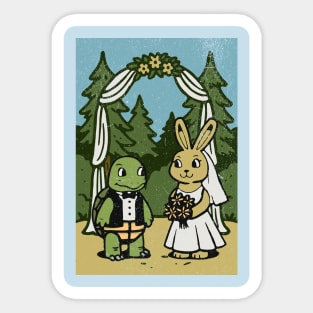 Tortoise and Hare Wedding – Whimsical Forest Ceremony Illustration Sticker